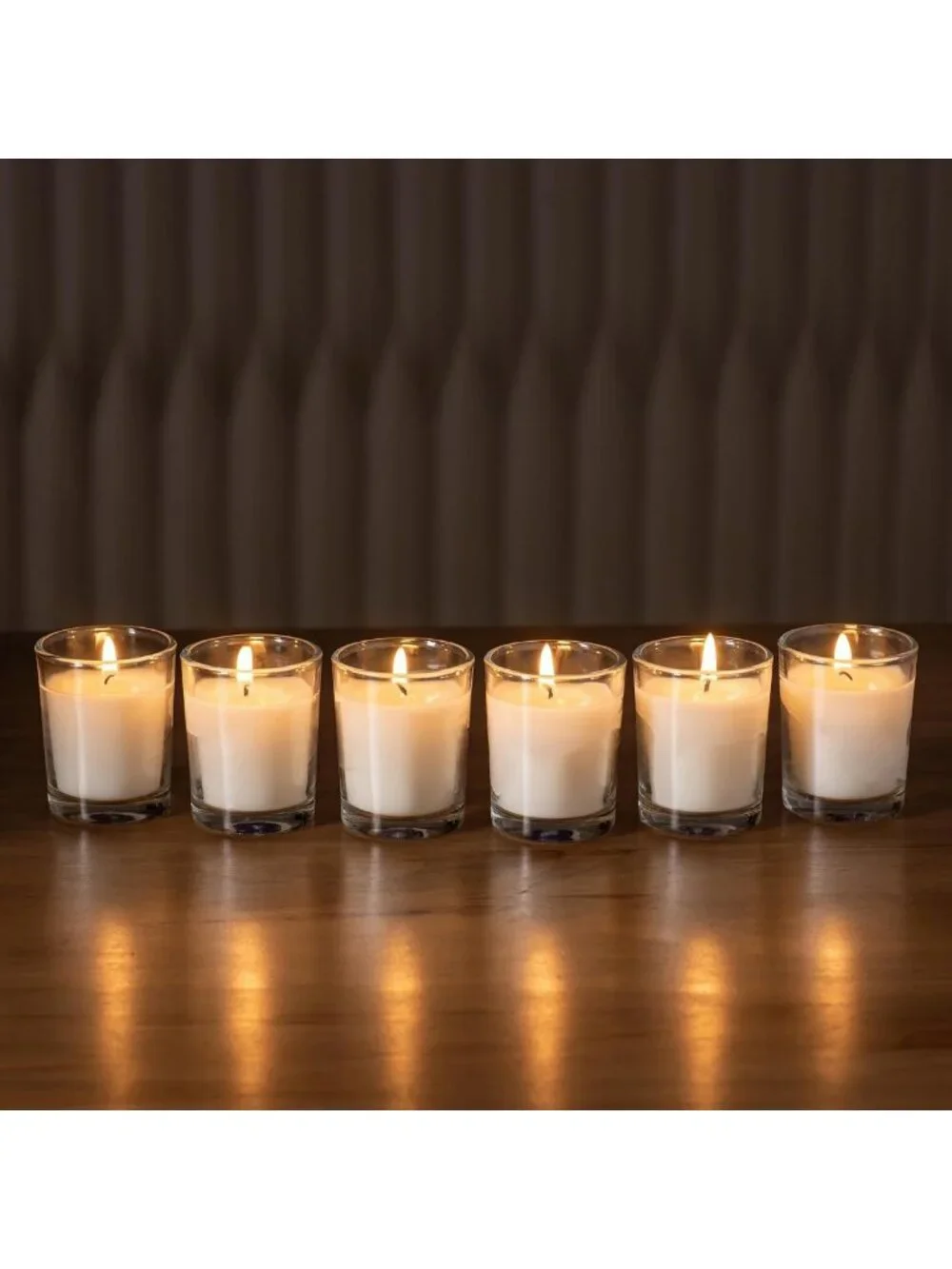 24 Pack Warm White Unscented Glass Votive Candles - Hand Poured Wax for Spa